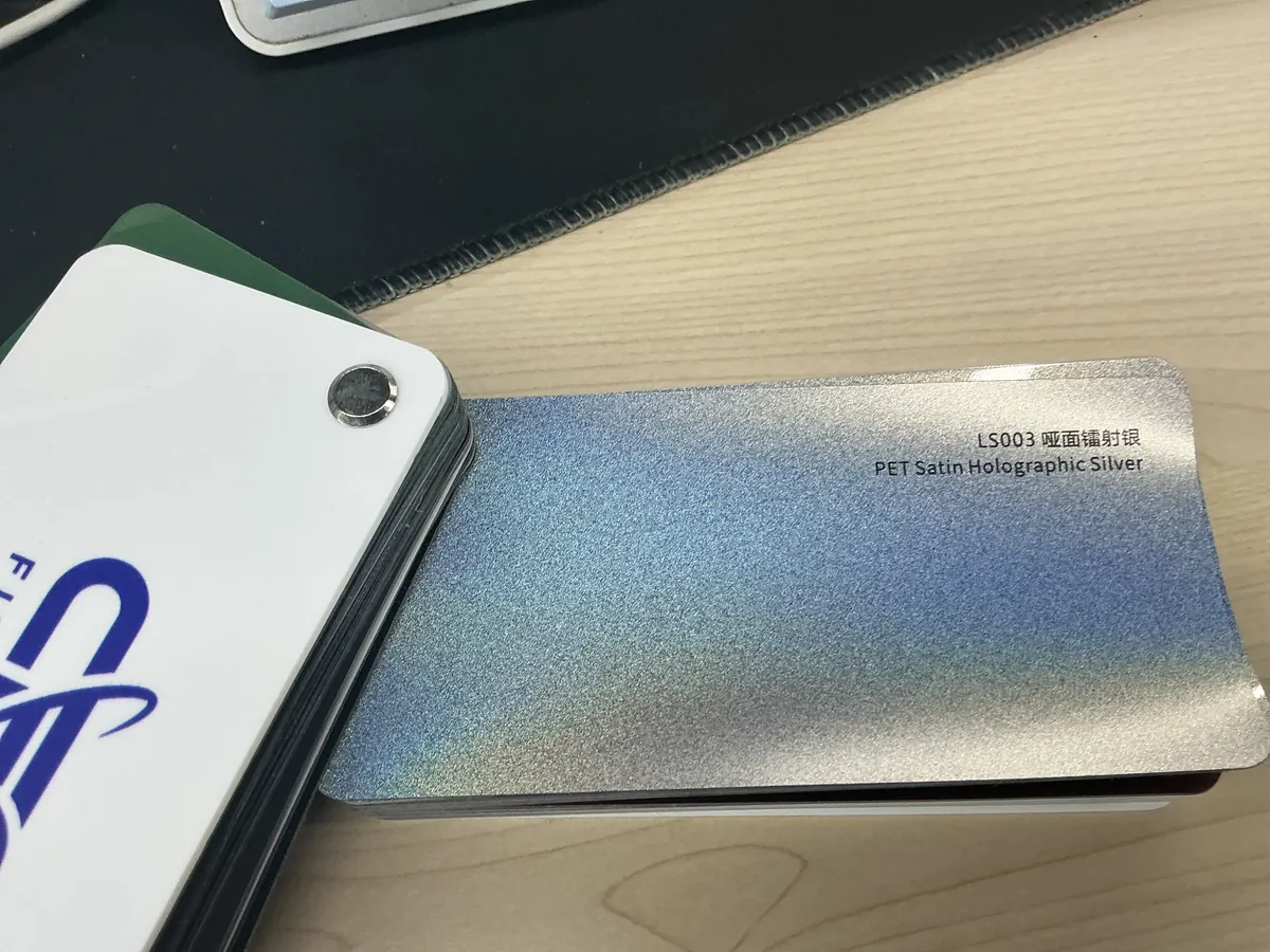 LS003 PET Laser Tiffany Blue car wrap film swatch