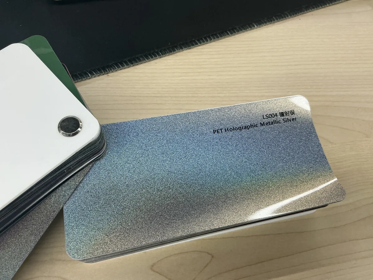 LS004 PET Laser White car wrap film swatch