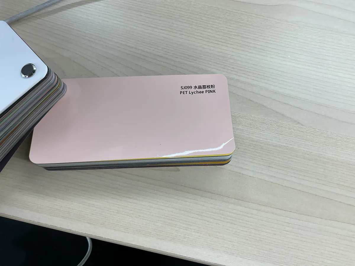 SJ099 PET Lychee Pink CFC color change film swatch